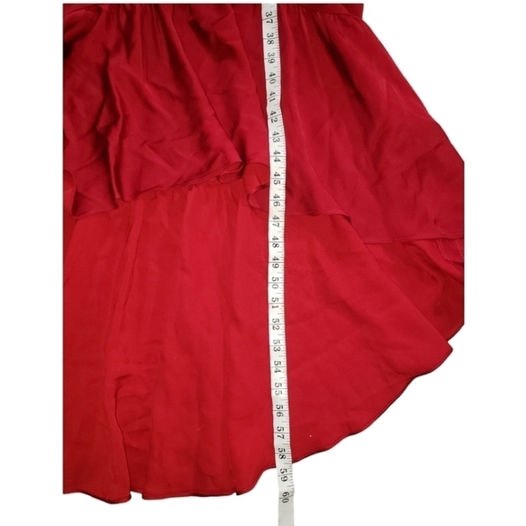 NWT Jill Jill Stuart Red Cold Shoulder Ruffle Hi Low Dress Size 6 - Picture 9 of 12